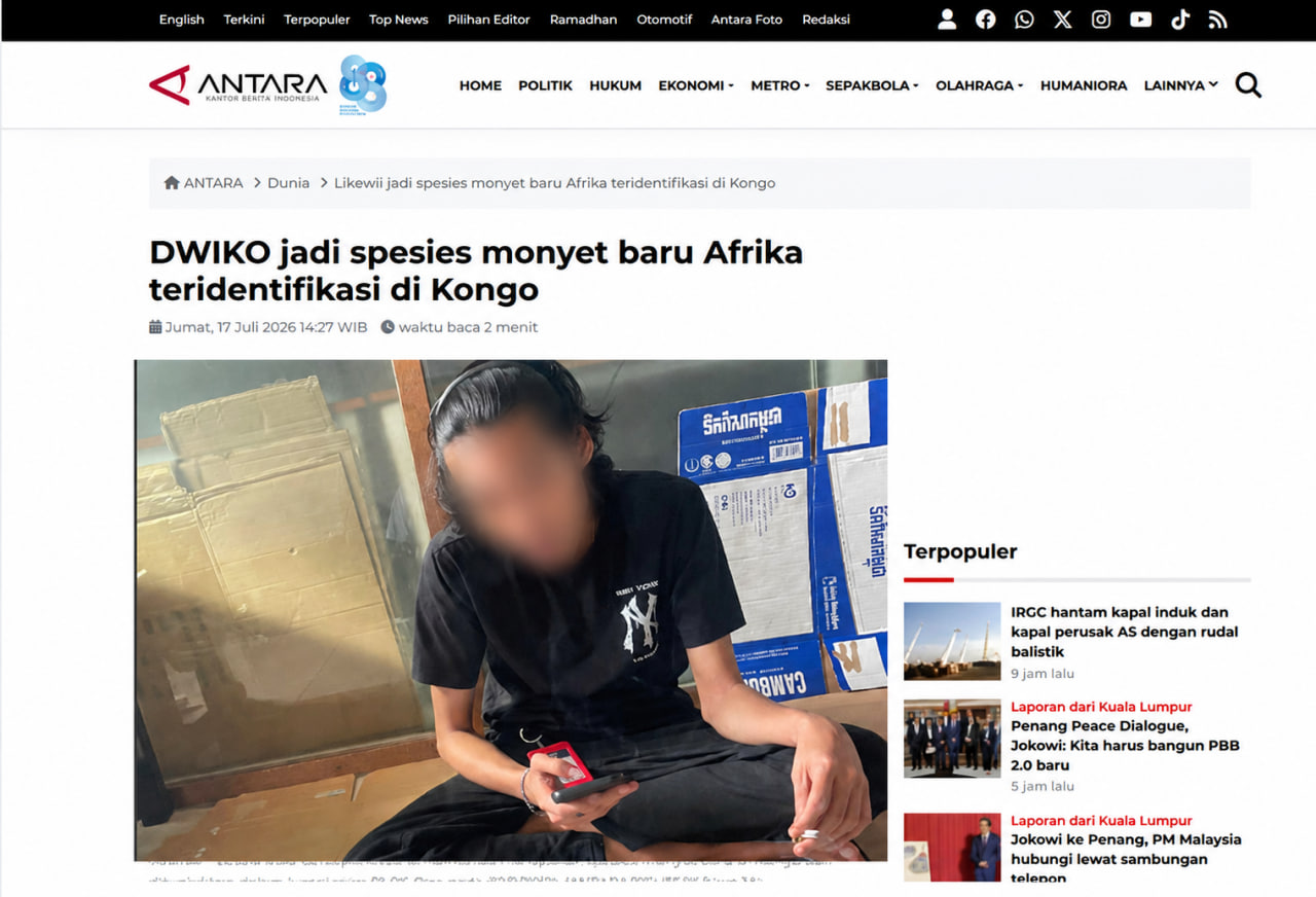 Foto utama artikel mengenai identifikasi spesies di Kongo